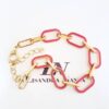 Conjunto Combinado 2 Colares + 2 Pulseiras Elos Retangulares Gigantes Banho Ouro