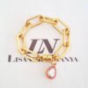 Conjunto Combinado 2 Colares + 2 Pulseiras Elos Retangulares Gigantes Banho Ouro