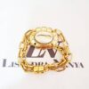 Pulseira Búzio Branco c/ Trabalhado Banho Ouro Elo Oval-425 Fecho Ímã 