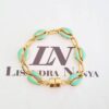Conjunto 4 Pulseiras Búzios Banho Ouro Detalhe Resina Colorida Fecho Ímã