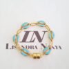 Conjunto 4 Pulseiras Búzios Banho Ouro Detalhe Resina Colorida Fecho Ímã