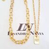 Conjunto 2 Colares Banho Ouro Elo Cadeado Bolinha e Plaquinha Olho Grego