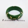 Pulseira Tibetana Resina Verde Detalhes em Latão Polido s/ Banho