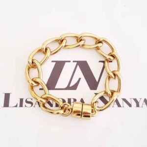 Pulseira Grumet-317 Banho Ouro Corrente Aço Fecho Ímã