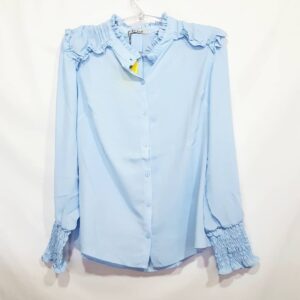 Camisa Feminina Tradicional Babadinhos Ombro Manga Longa Lastex