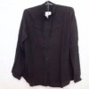 8451 Camisa Feminina Tradicional Renda Frontal Manga Longa Preta Viscose
