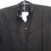 8451d Camisa Feminina Tradicional Renda Frontal Manga Longa Preta Viscose