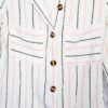 Camisa Feminina Tradicional Manga Longa Listras Rosa c/ Preto Bolsos Frontais
