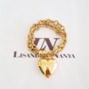 Pulseira Pingente Coração Gorducho Banho Ouro Elo Cadeado-22
