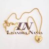 Conjunto Pulseira + 2 Colares Combinação Cadeado Coração Banho Ouro