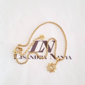 Colar Dourado Choker Pingente Olho Grego