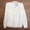 Camisa Feminina Laise Branca Manga Longa Babados Frontais