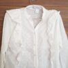 Camisa Feminina Laise Branca Manga Longa Babados Frontais