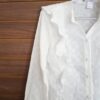 Camisa Feminina Laise Branca Manga Longa Babados Frontais