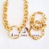 8499b Conjunto Colar + 3 Pulseiras Banho Ouro Combinação Elos Redondos
