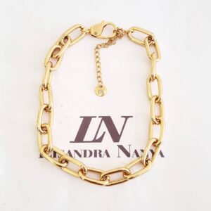 Colar Choker Elo Oval-423 Banho Ouro Corrente Aço