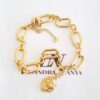 Colar Pingente Leão de Judá Removível Banho Ouro Elo Oval Grande Alternado