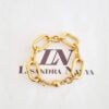 Pulseira Elo Oval Grande Alternado Banho Ouro Corrente Aço Fecho Ímã