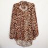 Chamise Feminina Mulet Oversize Manga Bufante Animal Print Onça