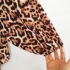 Chamise Feminina Mulet Oversize Manga Bufante Animal Print Onça