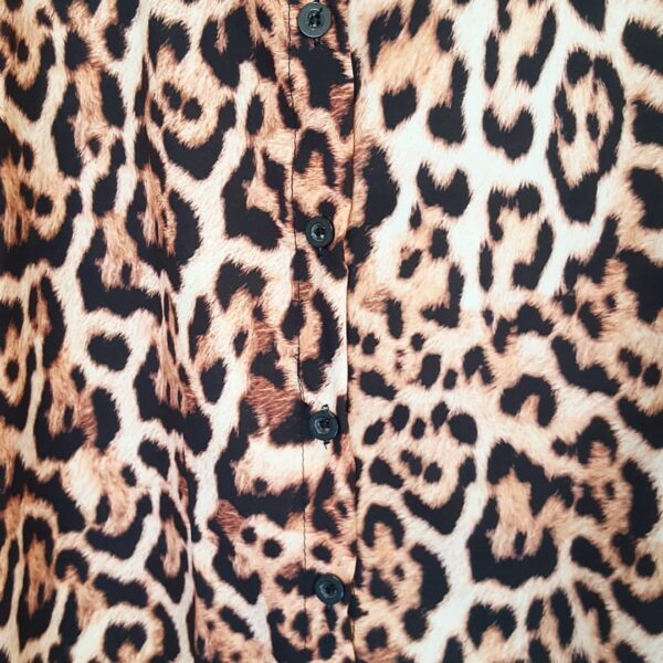 Chamise Feminina Mulet Oversize Manga Bufante Animal Print Onça