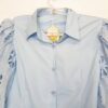 Camisa Manga Bufante Longa Azul Bebê Renda Trabalhada
