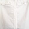 Camisa Feminina Manga Longa Branca Babados Ombro e Frente