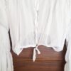 Blusa Feminina Manga Longa Branca Transparente Amarração Frontal