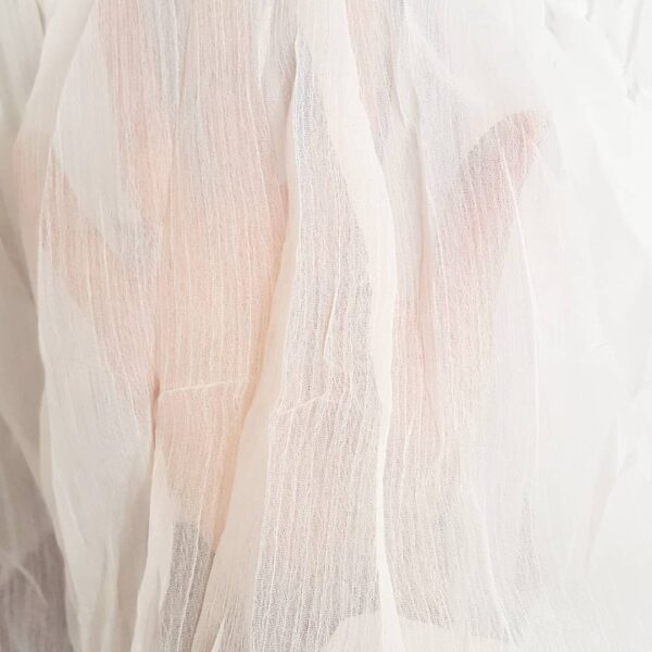 Blusa Feminina Manga Longa Branca Transparente Amarração Frontal