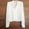 Camisa Feminina Manga Longa Branca Trabalhada Botões Forrados
