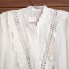 Blusa Feminina Branca Babado Renda Manga Longa Lastex Punho