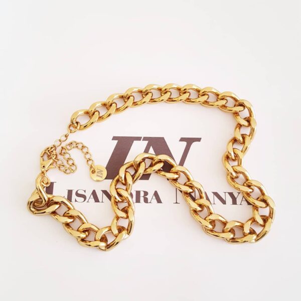 Conjunto Banho Ouro Pulseira + 2 Colares Corrente Grossa Diamantada