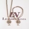 Conjunto Prateado Árvore da Vida Colar Curto 50cm + Pulseira Fecho Ímã 20cm Conjunto Árvore da Vida Pequena Colar + Pulseira Banho Prateado Corrente Aço