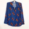 Camisa Feminina Azul Tradicional Manga Longa Viscose Estampada