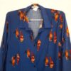 Camisa Feminina Azul Tradicional Manga Longa Viscose Estampada