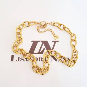Colar Elo Oval-430 Banho Ouro Corrente Aço  