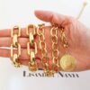 Conjunto Pulseira + 3 Colares Elos Retangulares e Ovais Grandes Banho Ouro