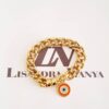 Pulseira Elo Grumet-117 Banho Ouro Pingente Olho Grego Laranja Fecho Ímã