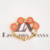 Pulseira Elo Cadeado-22 Banho Ouro 4 Olho Grego Laranja Fecho Ímã