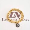 Pulseira Elo Grumet-117 Olho Grego AzulBanho Ouro  Fecho Ímã