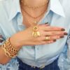 Conjunto 3 Colares Delicados Banho Ouro Olho Grego Pimenta Hamsa Olho
