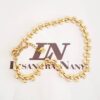 Conjunto Combinado Pulseira + 2 Colares Leão Banho Ouro Elo Retangular/Oitavado
