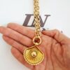 Colar Concha c/ Pérola Banho Ouro Elo Português-106 Corrente Aço Pingente Removível 