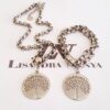 Conjunto Árvore da Vida Prateado Recorte Laser Colar + Pulseira Ímã