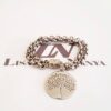 Conjunto Árvore da Vida Prateado Recorte Laser Colar + Pulseira Ímã