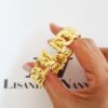 Pulseira Rígida (17cm) Trançado Grande Banho Ouro Fecho Mola