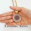 Colar Estalactite Nude Pedra Mineral Banho Ouro Curto Elo Português-106 