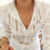Conjunto Penduricalhos Colar Alfinete Pingentes + Brinco Argola Banho Ouro