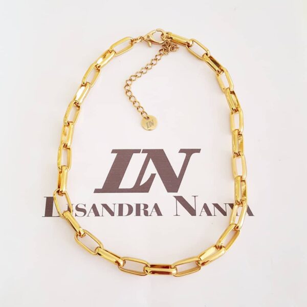 Conjunto Banho Ouro 3 Pulseiras + 2 Colares Combinados Elos Retangulares