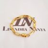 Conjunto Banho Ouro 3 Pulseiras + 2 Colares Combinados Elos Retangulares